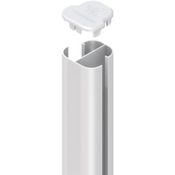 TraumGarten Sichtschutzzaun SYSTEM Eck-Steckpfosten Basic Aufdübeln weiß Alu-Eckpfosten zum Aufschrauben, Winkel von 90° bis 180° einstellbar, 105/192,5 cm, inklusive Pfostenträger, Pfostenkappe und Pfostenfussabdeckung