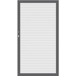 TraumGarten Sichtschutzzaun SYSTEM RHOMBUS Tor Weiß Aluminiumrahmen 66x40 mm, Rhombusprofile, 98x180 cm, stabil, wartungsarm, DIN rechts oder links, inkl. Beschlagsatz