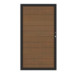 TraumGarten SYSTEM Platinum Tor Teak Braun Robustes Gartentor im dunklen Holzlook, 98 x 180 cm