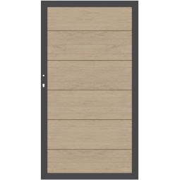 TraumGarten Tor Sichtschutzzaun SYSTEM WPC XL Sand/Anthrazit Aluminiumrahmen 66x40 mm, XL-WPC-Profile, 98x180 cm, DIN rechts/links montierbar, wartungsarm, inkl. Beschlagsatz