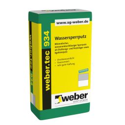 weber Kellerabdichtung weber.tec 934 Wassersperrputz Sperr-, Egalisierungs- und Sockelputzputz, sehr gute Haftung, faserarmiert und druckwasserdicht, 25 kg Sack