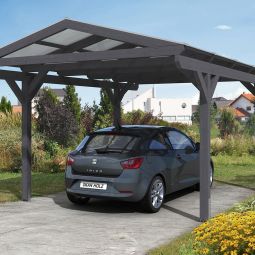 Skan Holz Einzelcarport Westerwald Schiefergrau Unterstand verschiedene Größen, Leimholz (Fichte), Pfostenstärke 12x12cm