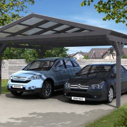 Skan Holz Doppelcarport Westerwald Schiefergrau Unterstand verschiedene Größen, Leimholz (Fichte), Pfostenstärke 12x12cm