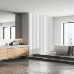 FibroTech Akustikpaneele UNIKA White Platinum - Platinweiss eignet sich für Nassräume, Länge 2440 mm