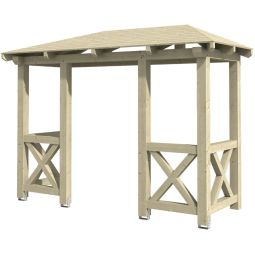 Skan Holz Vordach Wismar Dach mit Brüstung Natur Walmdach mit Brüstung aus nordischer Fichte, unterschiedliche Größen, endlos verleimtes und keilverzinktes Konstruktionsvollholz