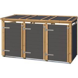 weka Mülltonnenbox 3er Killarney Anthrazit-Eiche hell lasiert Elegante Verkleidung für drei Abfallbehälter mit moderner Holzoptik