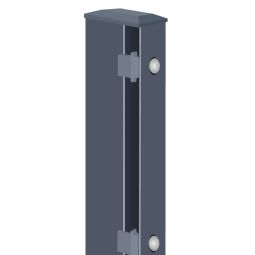 Pfosten Doppelstabmattenzaun mit Abdeckleiste anthrazit zum Einbetonieren Rechteckpfosten 60x40 mm, bis maximale Doppelstabmatten Höhe 2030 mm, inklusive Kunststoffabdeckkappe anthrazit