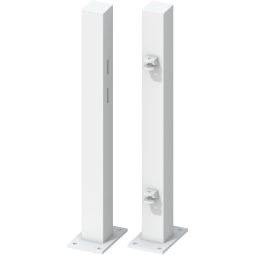 TraumGarten Gartenzaun Torpfosten-Set für Einzeltor CARA weiß zum Aufschrauben 2-er Set inkl. angeschweißter Toraufhängung, für Torhöhe 70 cm