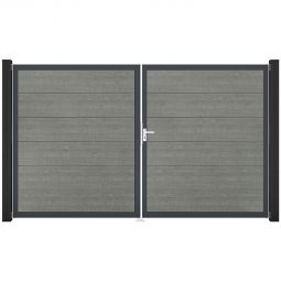 GroJa Doppeltor BasicLine PVC-Steckzaun Grey 3