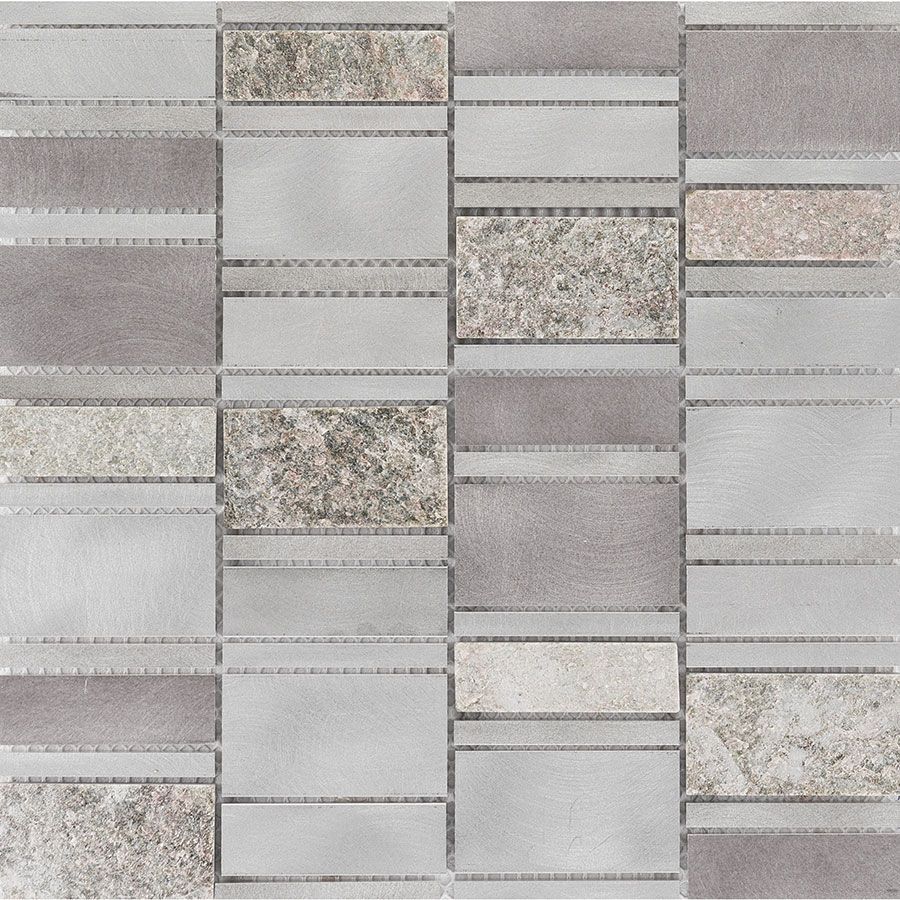 Mosaik Fliese Quarzit Naturstein Aluminium silber grau 49-525_f10 Matten 