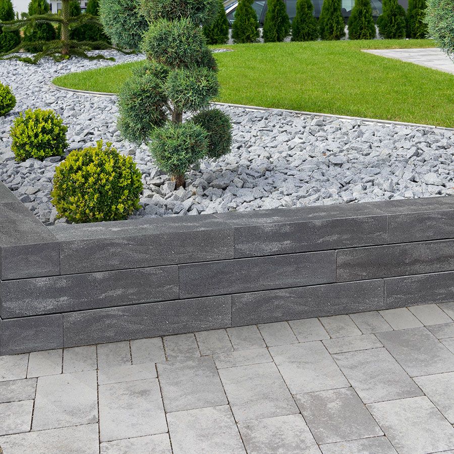 WESERWABEN Gartenmauer TrendLine Long Abschlussstein 1 1/2 Anthrazit