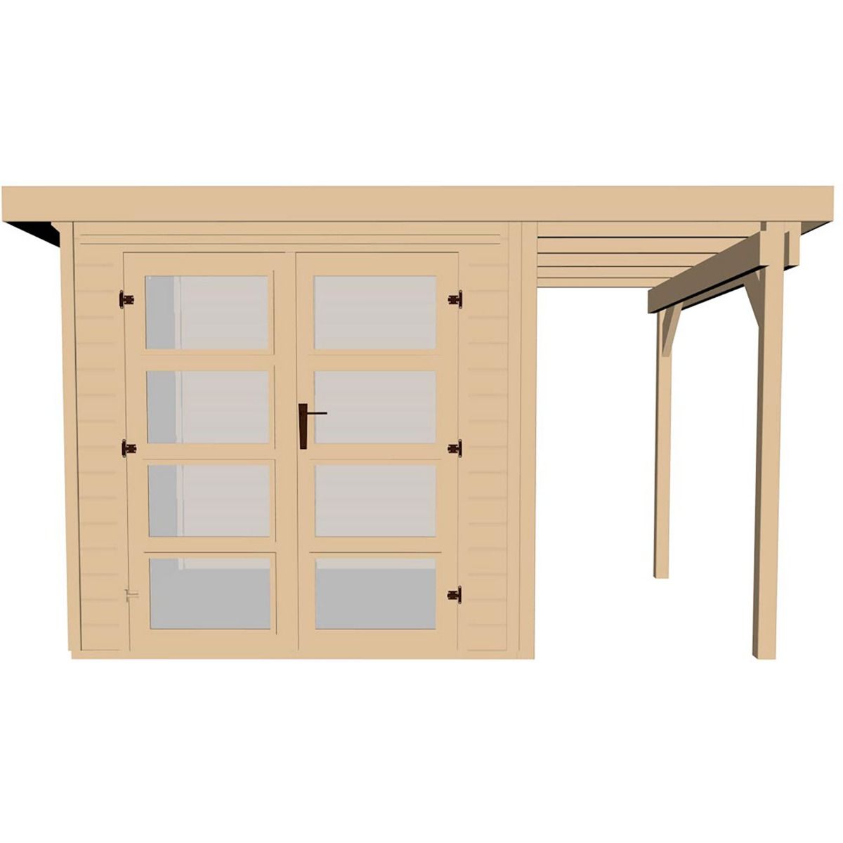 weka Gartenhaus 321 mit Anbau 115 cm naturbelassen Gartenhütte