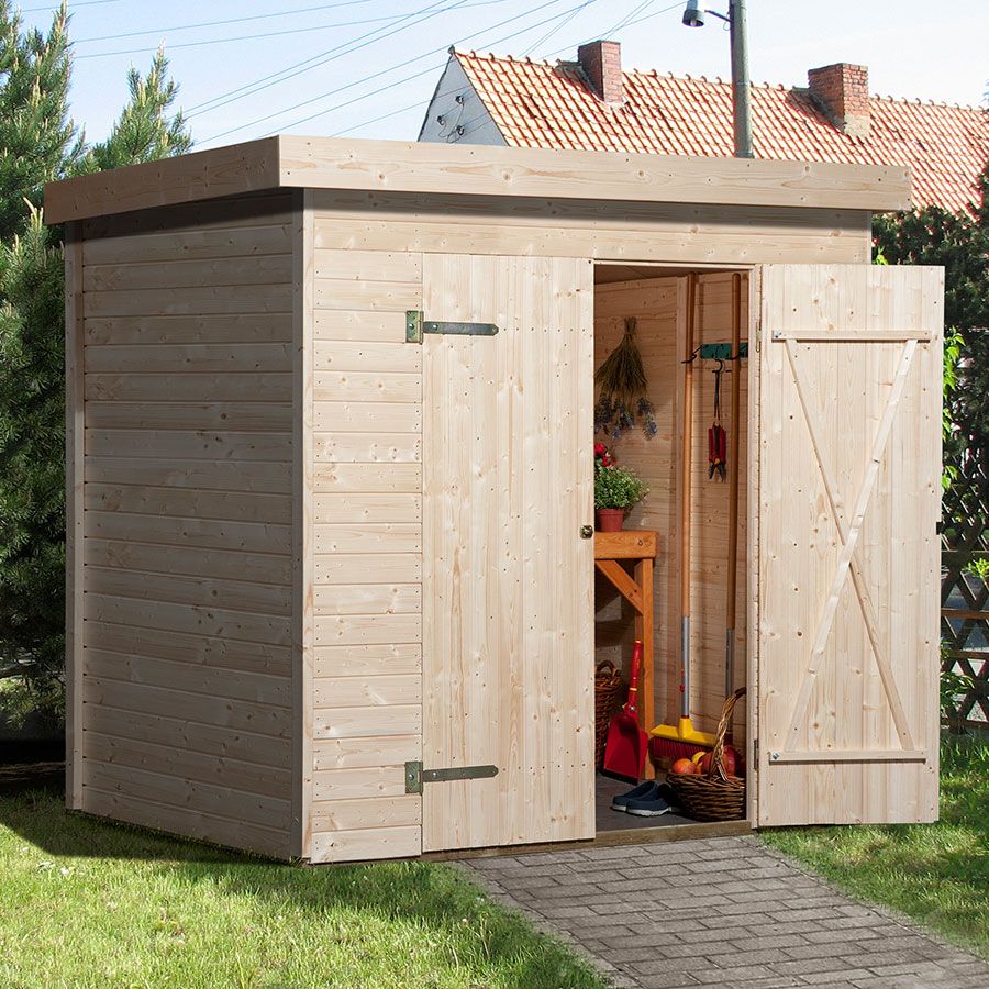 weka Gerätehaus 344 naturbelassen Geräteschuppen mit Flachdach