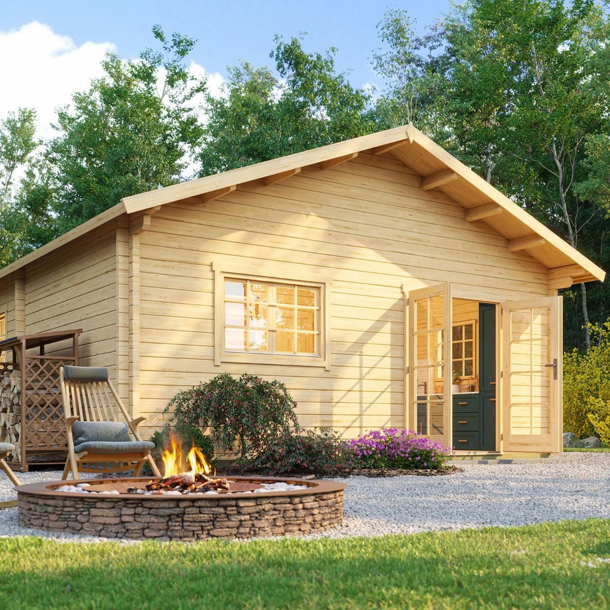 weka Gartenhaus Weekendhaus 703 mit 2 Etagen und 3 Räumen
