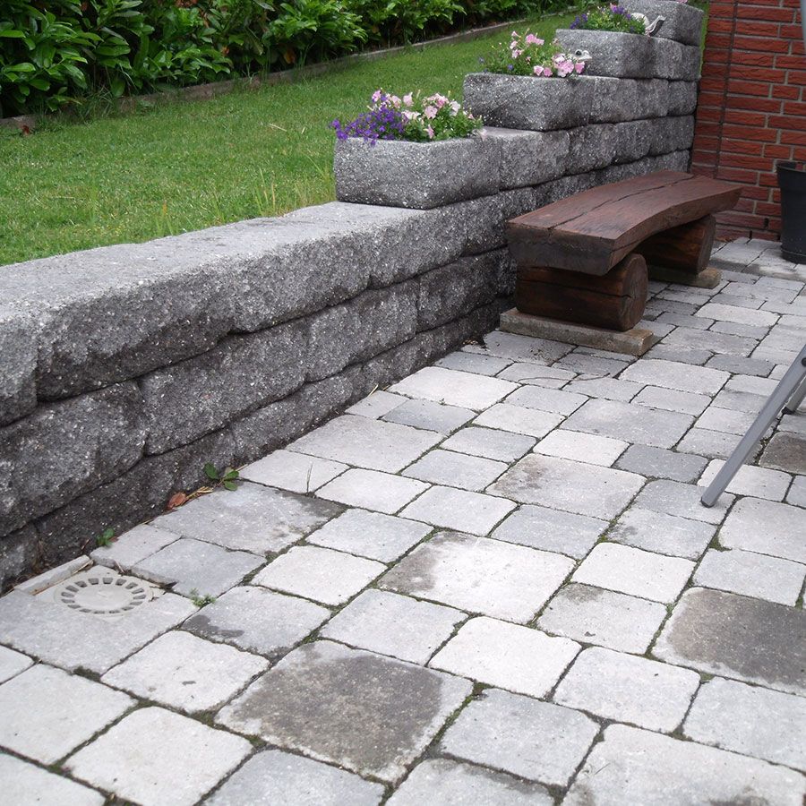 EHL Gartenmauer Mauersystem BossAntik basaltanthrazit Mauersteine