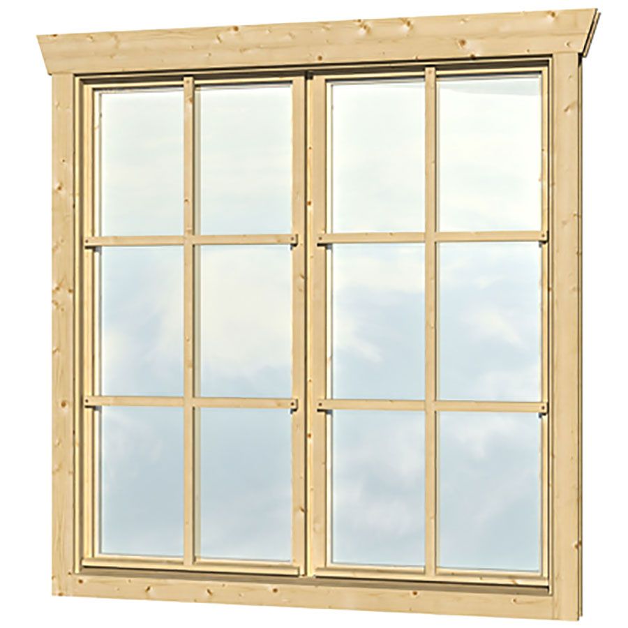 Skanholz Doppelfenster 2x57,5x123,5cm für Gartenhaus 28mm