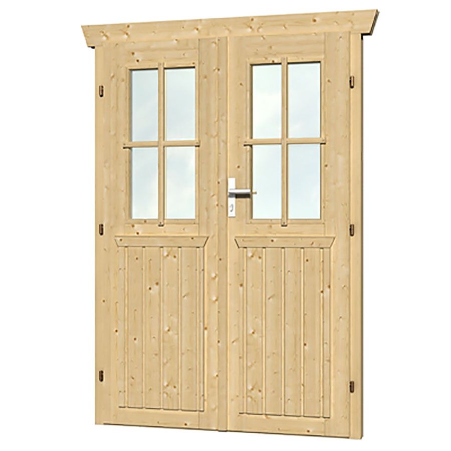 Skanholz Doppeltür halbverglast 117,5x179,5cm für Gartenhaus 28mm