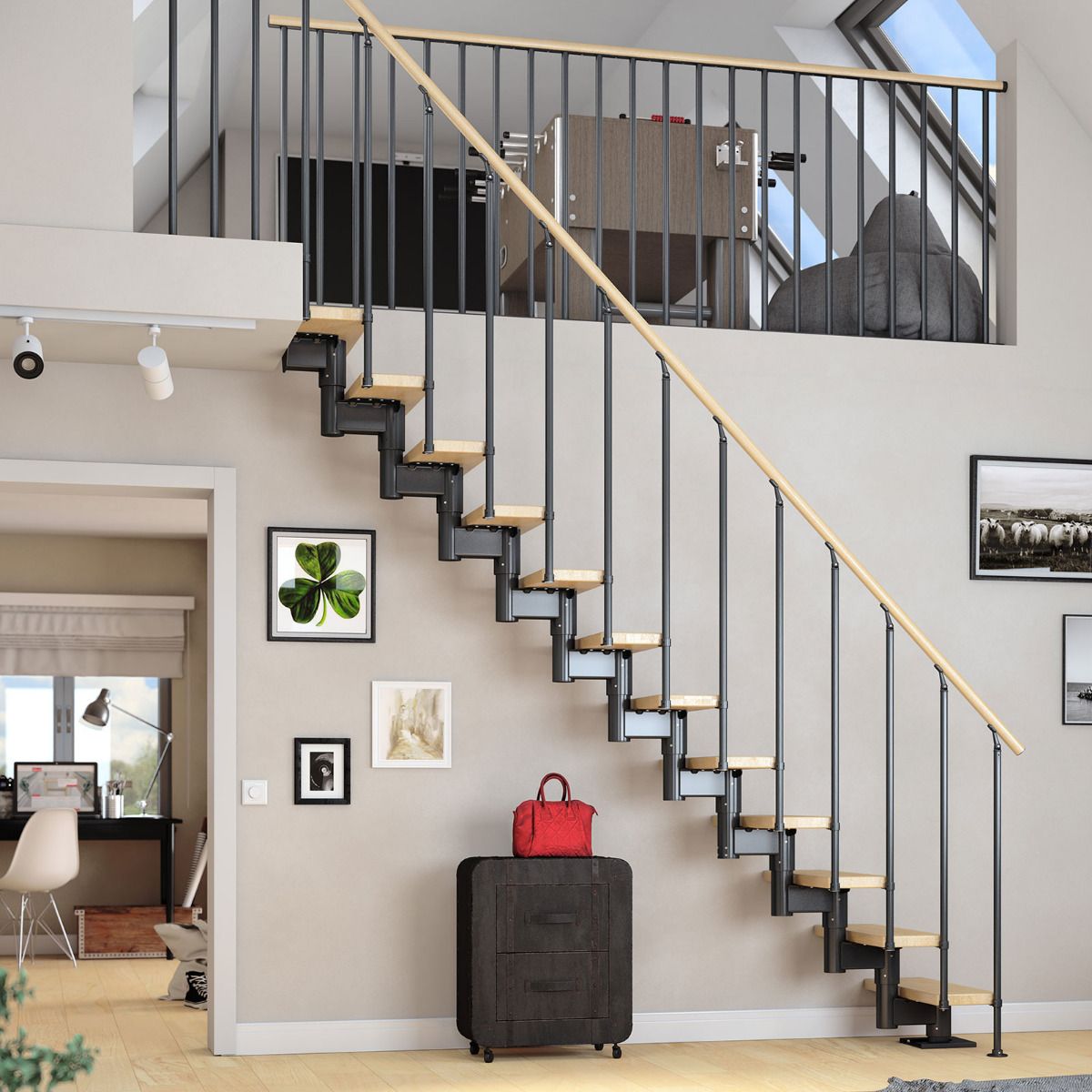DOLLE Mittelholmtreppe Cork, inkl. einseitigem Geländer