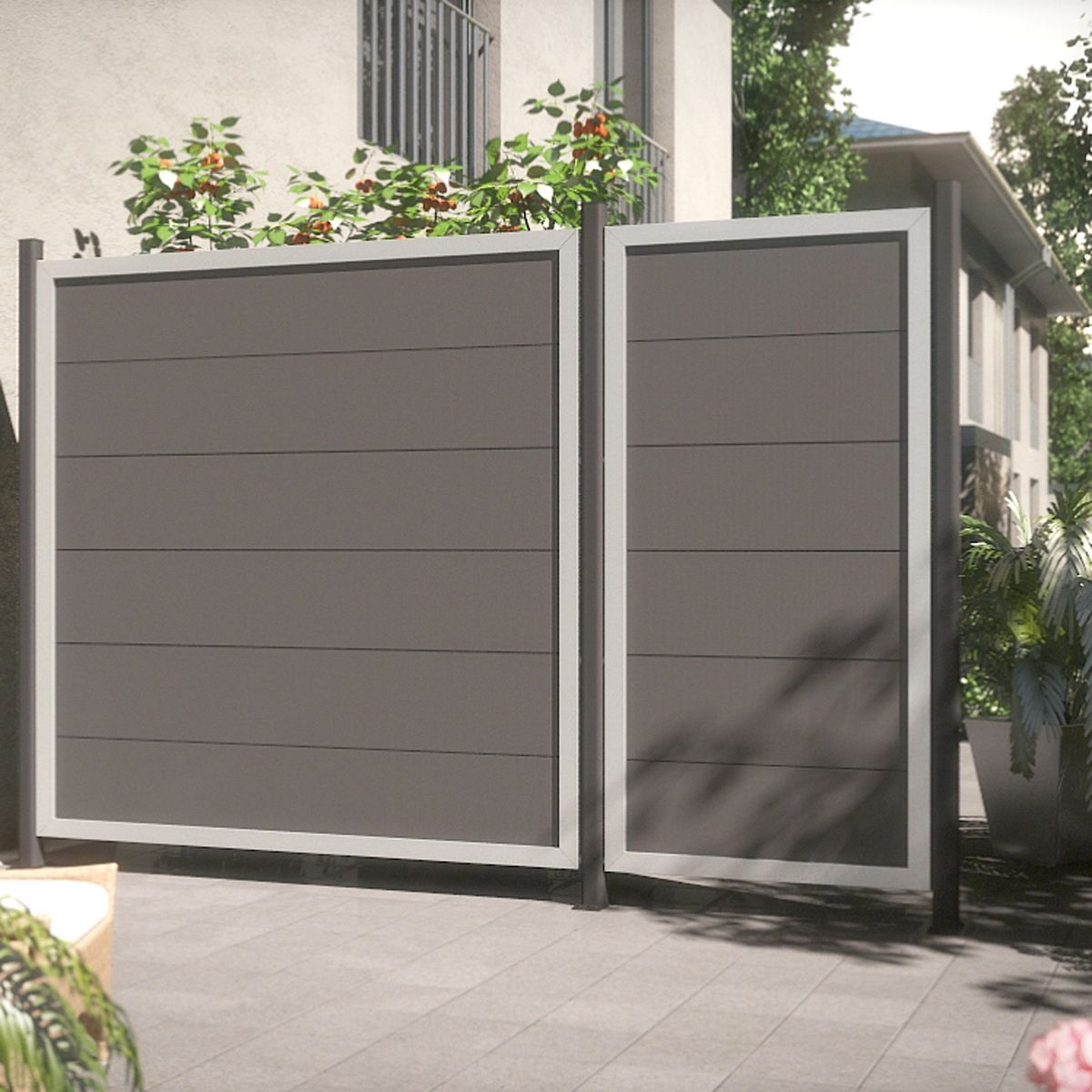TraumGarten Sichtschutzzaun DESIGN WPC ALU Anthrazit