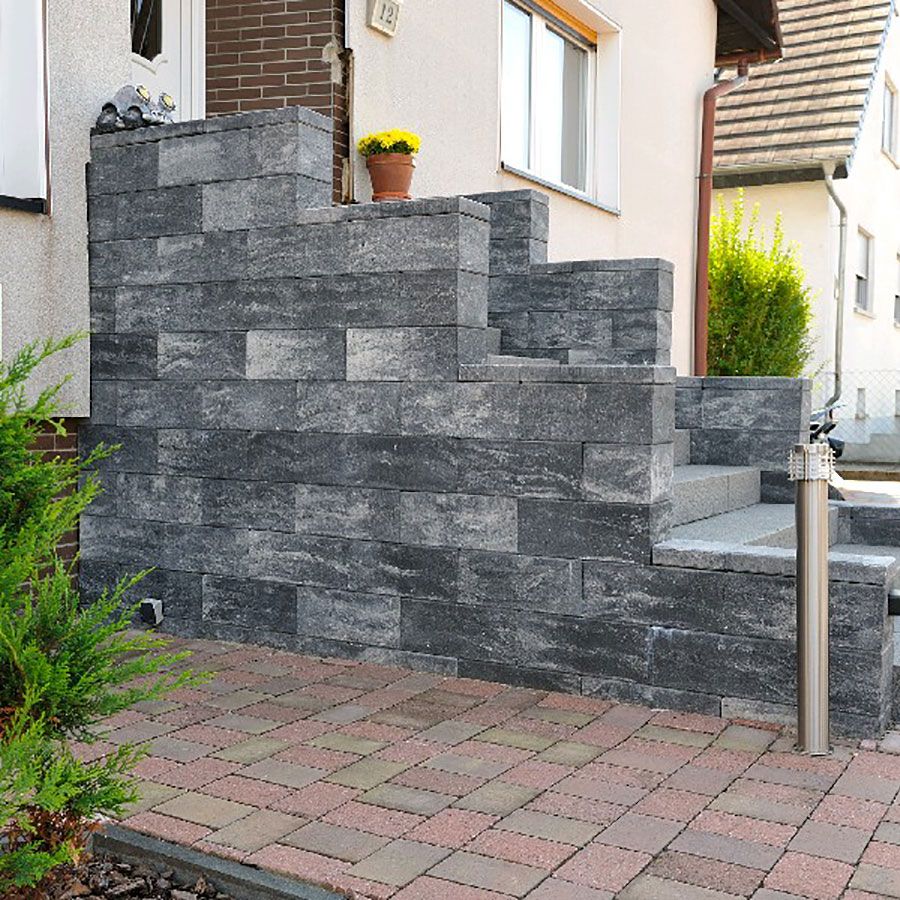 WESERWABEN Gartenmauer VarioLine Mauerstein AnthrazitWeiß