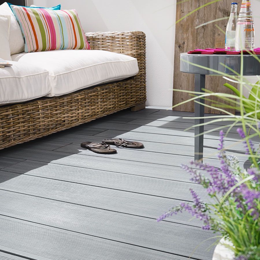 TraumGarten WPC Terrassendiele 20x195mm DREAMDECK PLATINUM Grau