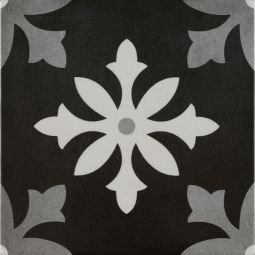 Fliesen Art Dekor Negro glasiert matt mit Rundkante 22,3x22,3 cm Stärke 11 mm 1 Pack = 20 Stück, auch als Muster erhältlich