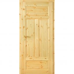 Kilsgaard Zimmertür Holz Typ 02/04 N Kiefer lackiert aus massivem Kiefernholz gefertigt, 4 fest verleimte Kassetten