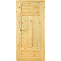 Kilsgaard Zimmertür mit Zarge Set Typ 02/04-N Holz Kiefer lackiert einfach konfigurierbar, Profilzarge und Türblatt mit Eckkante aus Massivholz