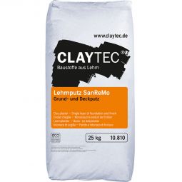 CLAYTEC Lehmputz SanReMo, TROCKEN Grund- und Deckputz für alle feinen Claytec-Lehmdeckputze 