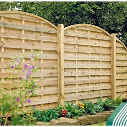 T&J Sichtschutzzaun Maxi Bogen Sichtschutz Lamellenzaun Geriffelte Lamellen 8x95 mm, Rankstäbe 12x30 mm stark 