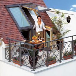 VELUX Dachbalkon Holz/Kiefer weiß lackiert ENERGIE PLUS 3-fach Niedrig-Energie-Verglasung