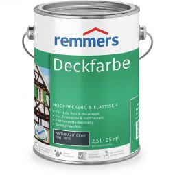 Remmers Deckfarbe anthrazitgrau RAL 7016 Vielseitig einsetzbar, perfekt für Dachuntersichten, Gartenhäuser, Zäune, Verkleidungen & Kinderspielzeug