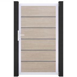 GroJa Einzeltor BasicLine Premium PVC-Steckzaun Sheffield Oak  Hochwertiger Aluminiumrahmen, vielseitige Farbauswahl, Größe von 100x180x4 cm