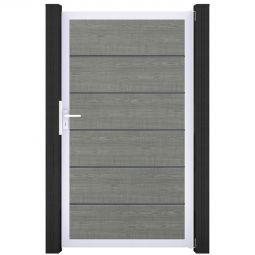 GroJa Einzeltor BasicLine Premium PVC-Steckzaun Grey Ash Cut  Hochwertiger Aluminiumrahmen, vielseitige Farbauswahl, Größe von 100x180x4 cm