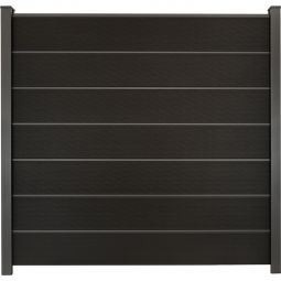 GroJa Solid Grande Premium Steckzaun Sichtschutzzaun Schwarz co-extrudiert Sichtschutz Steckzaun Lamellenzaun Bausatz mit 7 Füllungen und 6 Lisenen, Distanzstück-Set und Abschlussprofil, 180x180x1,9 cm