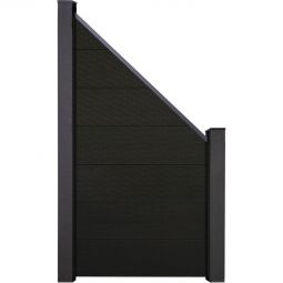 GroJa Solid Grande Steckzaun Sichtschutzzaun Schwarz co-extrudiert Anschluss Sichtschutz Steckzaun Lamellenzaun Bausatz aus 7 Füllungen, 90x180/90x1,9 cm, inklusive Distanzstück-Set und Abschlussprofil