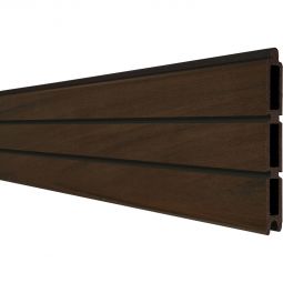 GroJa Solid Rhombus BPC-Steckzaun Sichtschutzzaun Walnuss co-extrudiert, Einzelprofil Sichtschutz Steckzaun Rhombuszaun 3-Brett-Optik, elegante Schattenfugen, viele Kombinationsmöglichkeiten, 180x30x1,9 cm