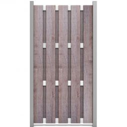 GroJa Premo HPL Fertigzaun Holzoptik Sichtschutz Lamellenzaun 90x180x2,8 cm, Alu-Querriegel EV1 eloxiert