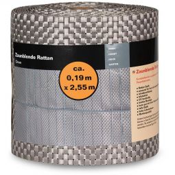 NOOR Zaunblende Rattan chrom Sichtschutzstreifen Moderner Sichtschutzstreifen in Rattanoptik, 19x255 cm, robustes PVC in stilvollem Chrom-Finish – ideal für Doppelstabmatten