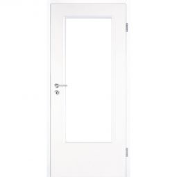 Kilsgaard Zimmertür mit Lichtausschnitt/Glas Weiß lackiert Lamikor Typ 43/LA Rundkante Robuste CPL Oberfläche, naturähnliche Optik, besonders pflegeleicht, äußerst kratz- und stoßfest