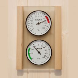 weka Hygrometer & Thermometer Set für Sauna mit Glasplatte und Holzrahmen