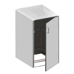 Binto Mülltonnenbox 1er-Box HPL-Grau Edelstahl-Klappdeckel Mülltonnenverkleidung für Behälter bis max. 240 Liter