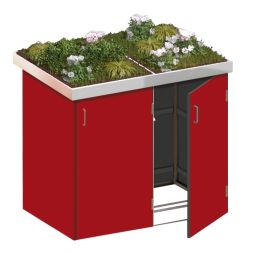 Binto Mülltonnenbox 2er-Box HPL-Rot Pflanzschale Mülltonnenverkleidung für Behälter bis max. 240 Liter