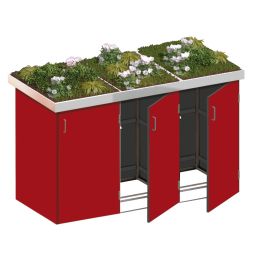 Binto Mülltonnenbox 3er-Box HPL-Rot Pflanzschale Mülltonnenverkleidung für Behälter bis max. 240 Liter