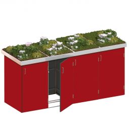 Binto Mülltonnenbox 4er-Box HPL-Rot Pflanzschale Mülltonnenverkleidung für Behälter bis max. 240 Liter