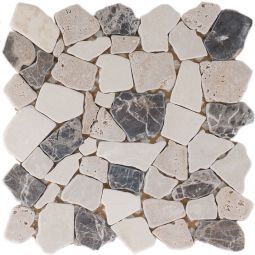 Natursteinmosaik Polymosaik Poly Biancone / Travertin Emparador 30,5x30,5 cm Mosaikfliesen auch als Muster erhältlich