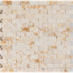 Natursteinmosaik Brick Marmor Sunny Beige spaltrau 32x32 cm Mosaikfliesen auch als Muster erhältlich
