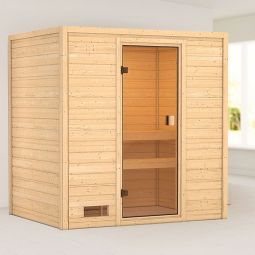 Karibu Woodfeeling Sauna Selena Optimal für kleine Räume und niedrige Decken, praktisches Steck-Schraubsystem