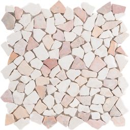 Natursteinmosaik Polymosaik Poly Rosso / Biancone Mini 28x28 cm Mosaikfliesen auch als Muster erhältlich
