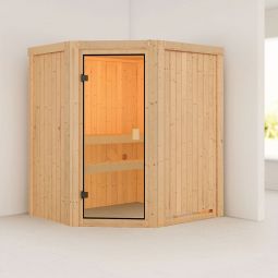 Karibu Woodfeeling Sauna Faurin Optimal für kleine Räume, für bis zu 1-2 Personen geeignet, 68 mm starke Wandelemente